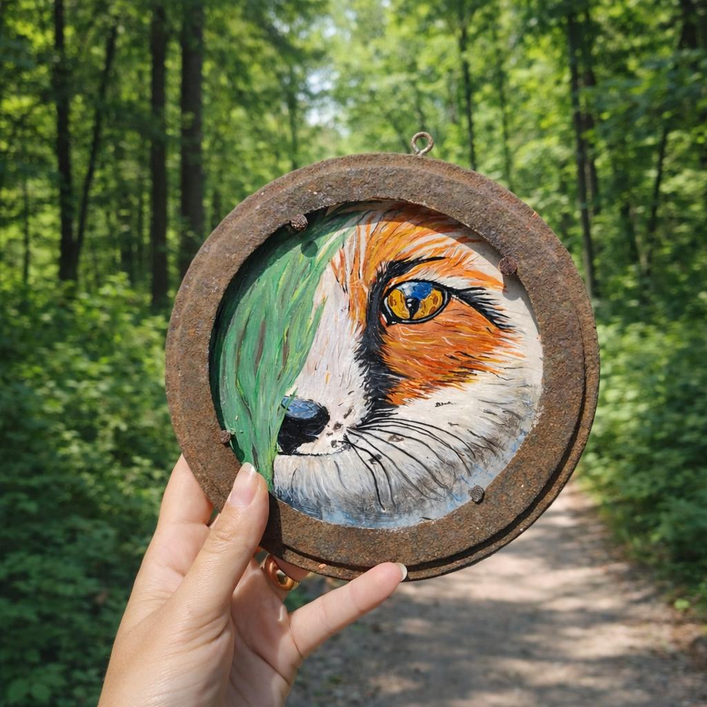 Ręcznie malowany obraz lisa na drewnie – rustykalna dekoracja ścienna handmade